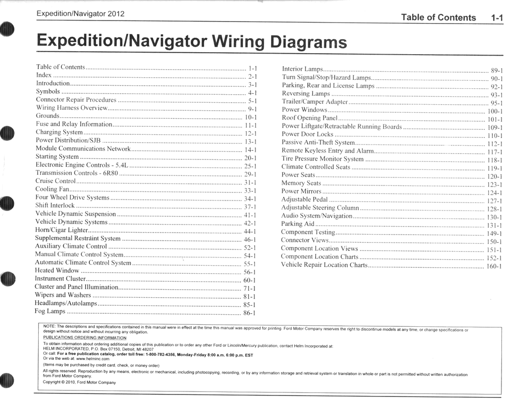 2012 Ford Expedition, Lincoln Navigator Factory Electrical Wiring Diagrams Manual