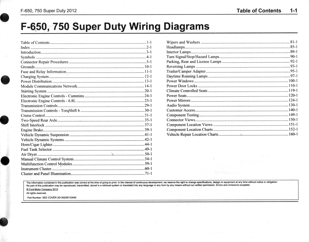 2012 Ford F-650, F-750 Super Duty Factory Electrical Wiring Diagrams Manual