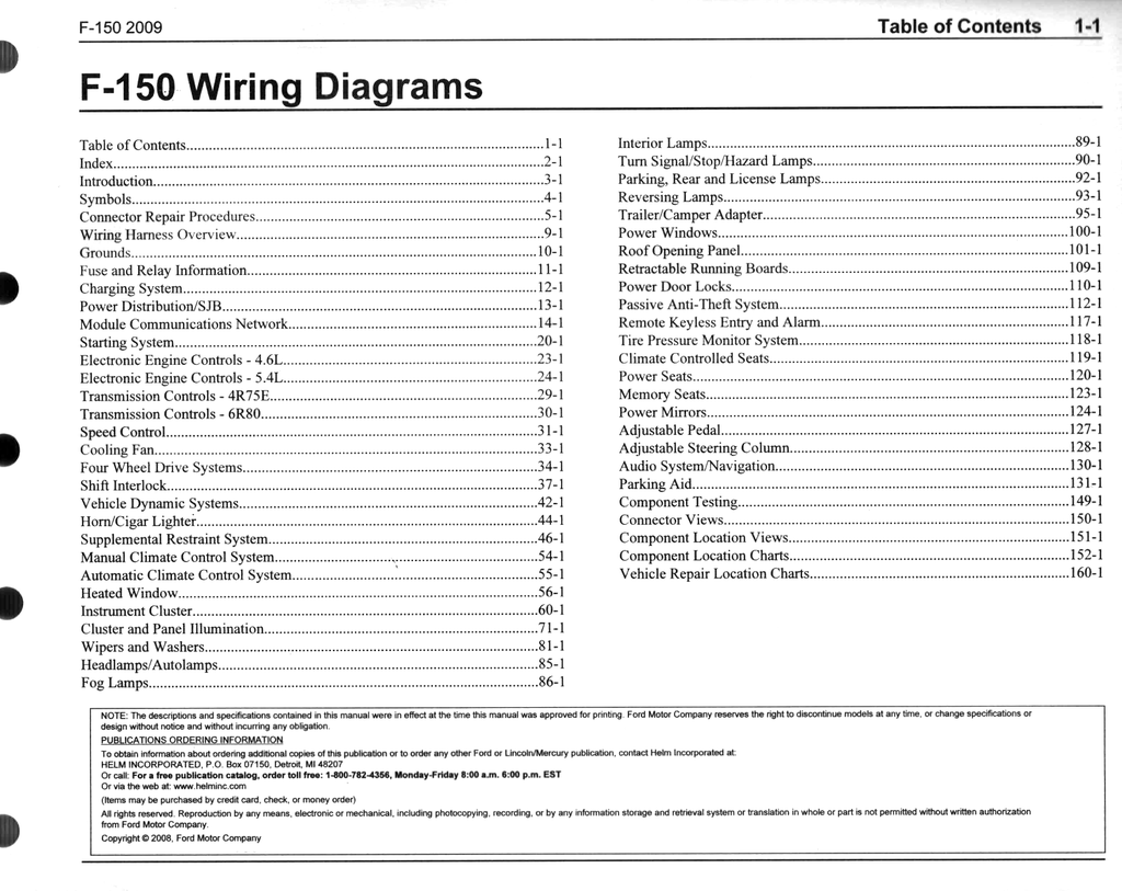 2009 Ford F-150 Factory Electrical Wiring Diagrams Manual