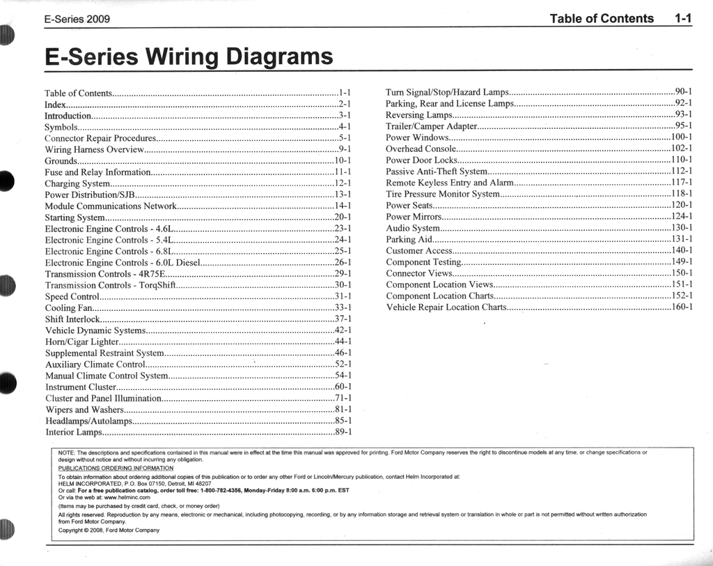 2009 Ford E-Series Factory Electrical Wiring Diagrams Manual