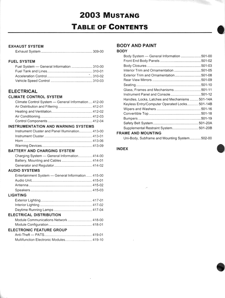2003 Ford Mustang Factory Workshop Service Manual