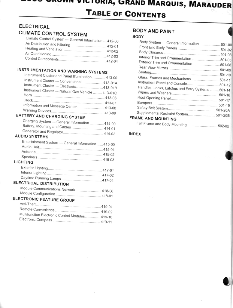2003 Ford Crown Victoria, Mercury Grand Marquis & Marauder Factory Workshop Service Manual