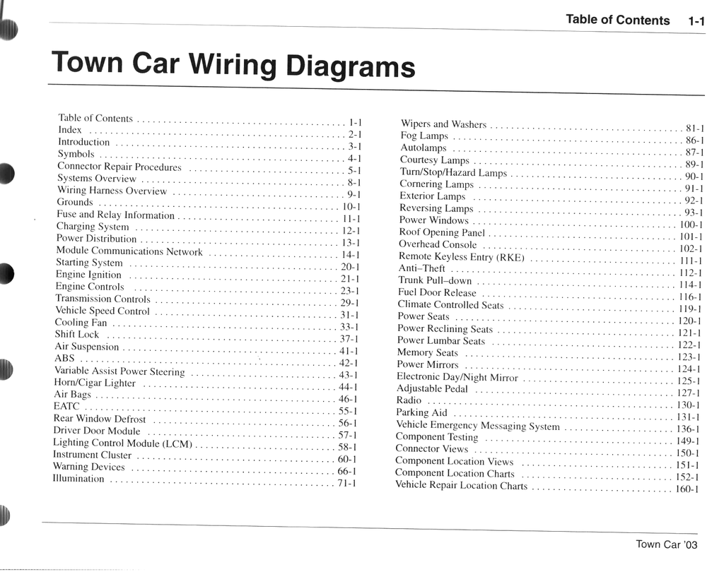 2003 Ford Lincoln Town Car Factory Electrical Wiring Diagrams Manual