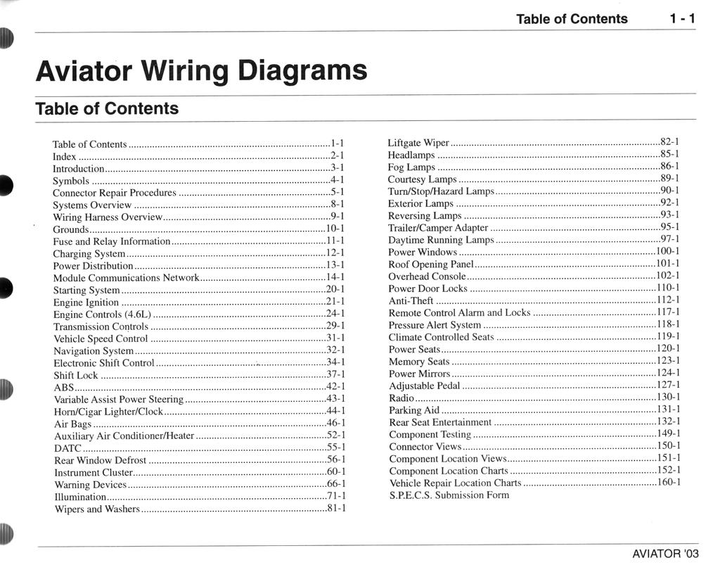 2003 Ford Lincoln Aviator Factory Electrical Wiring Diagrams Manual