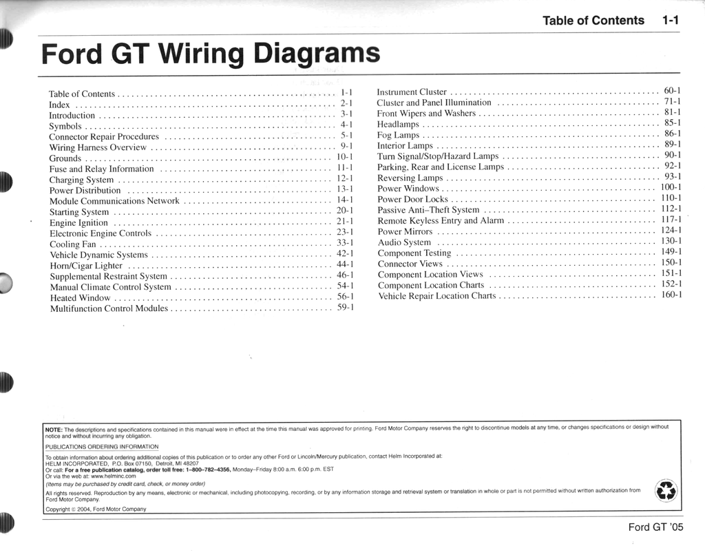 2005 Ford GT Factory Electrical Wiring Diagrams Manual