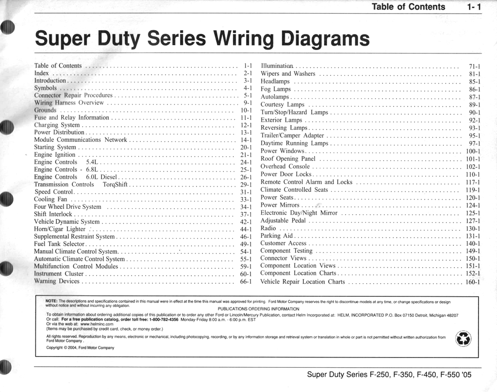 2005 Ford F-250 (F250), F-350 (F350), F-450 (F450) & F-550 (F550) F-Super Duty Factory Electrical Wiring Diagrams Manual