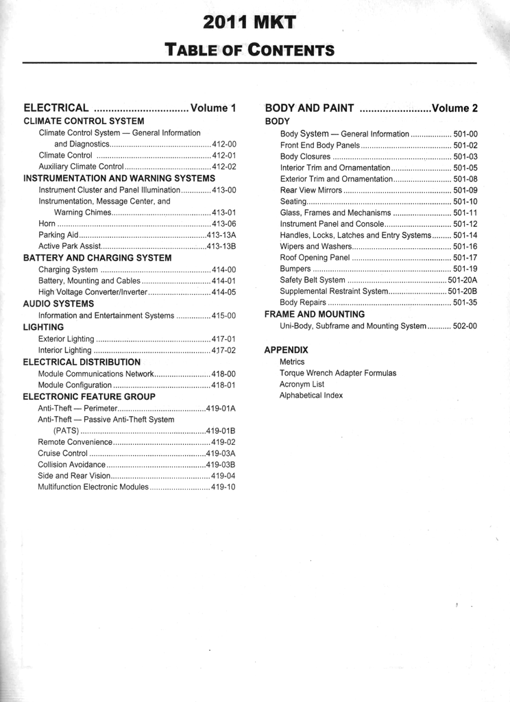 2011 Ford Lincoln MKT Factory Workshop Service Manual Set