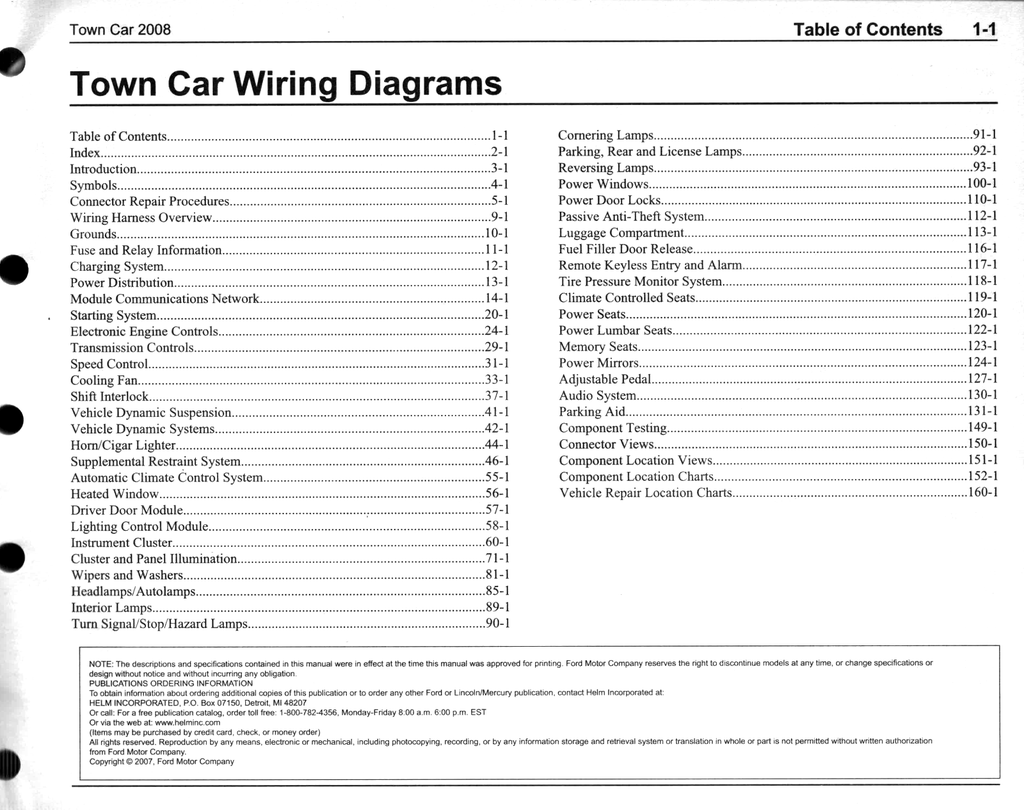 2008 Ford Lincoln Town Car Factory Electrical Wiring Diagrams Manual