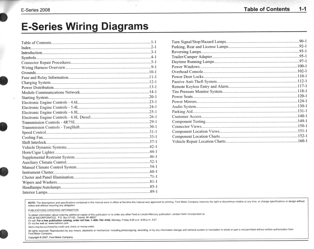 2008 Ford E-Series Factory Electrical Wiring Diagrams Manual