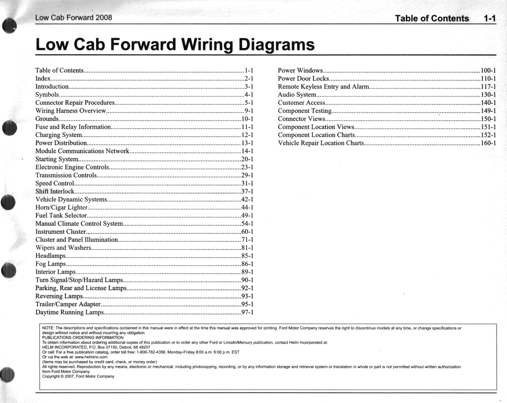2008 Ford Low Cab Forward (LCF) Factory Electrical Wiring Diagrams Manual
