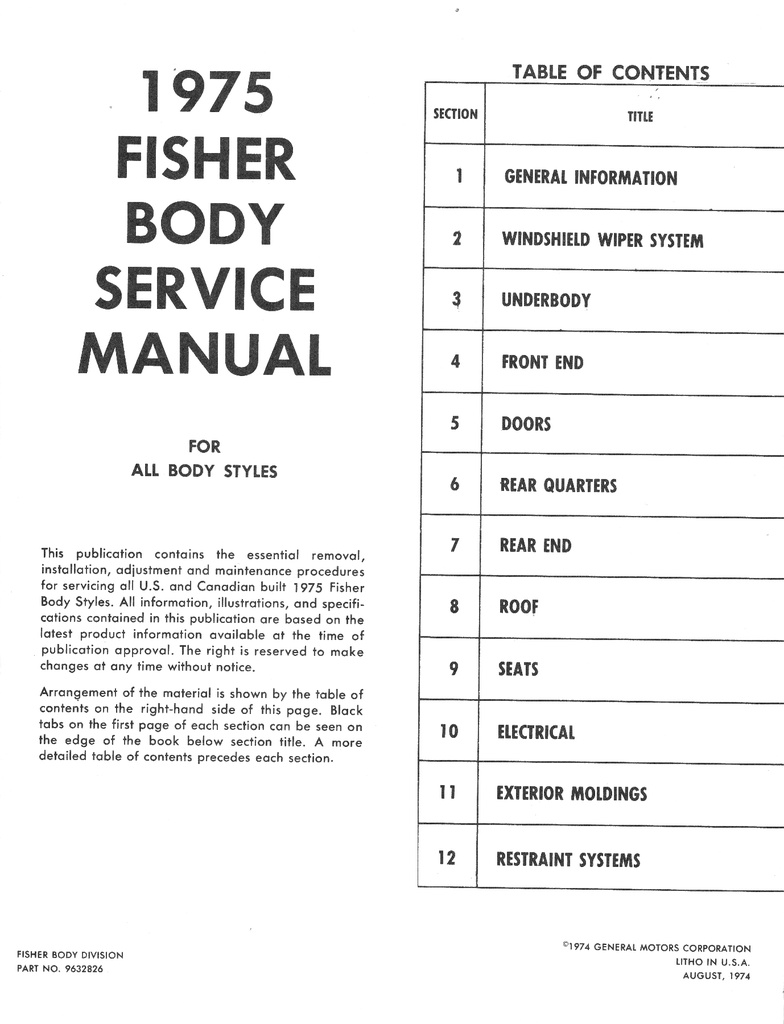 1975 Chevrolet Car OEM Service, Overhaul & Body Manual Set—Bel Air, Impala, Caprice Classic, Chevelle, Malibu, El Camino, Camaro, Monte Carlo, Nova
