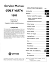 1987 Dodge/Plymouth Colt Vista Factory Shop Repair Service & Electrical Manuals Set