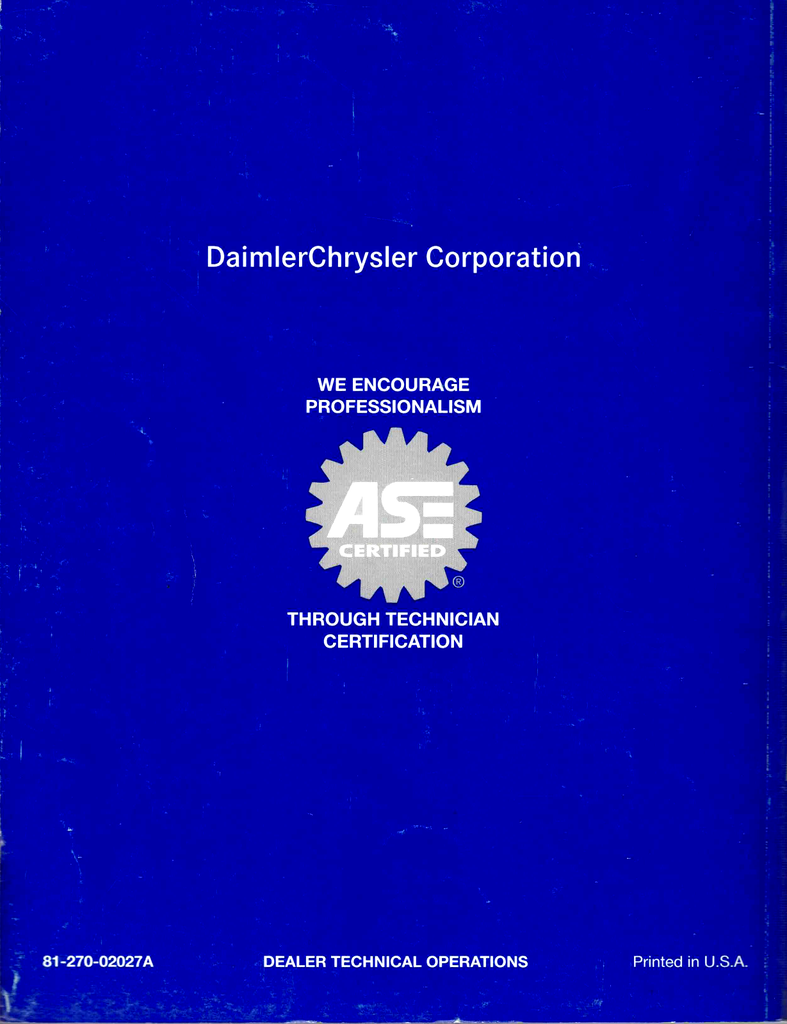 2002 Dodge Intrepid Police Package and LH Wiring Diagram Updates Factory Service Manual Supplement