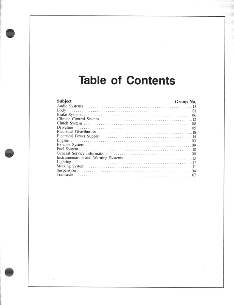 1991 Ford Escort, Mercury Tracer Factory Shop Service Manual