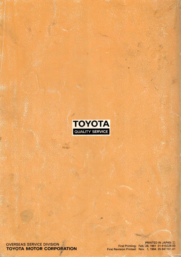 1975-1988 Toyota 2F Engine Factory Shop Service Repair Manual--Land Cruiser, Pickup