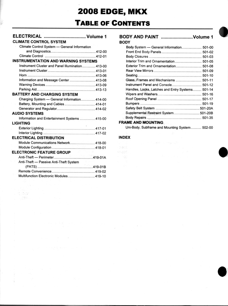 2008 Ford Edge and MKX Workshop Manual Complete Set