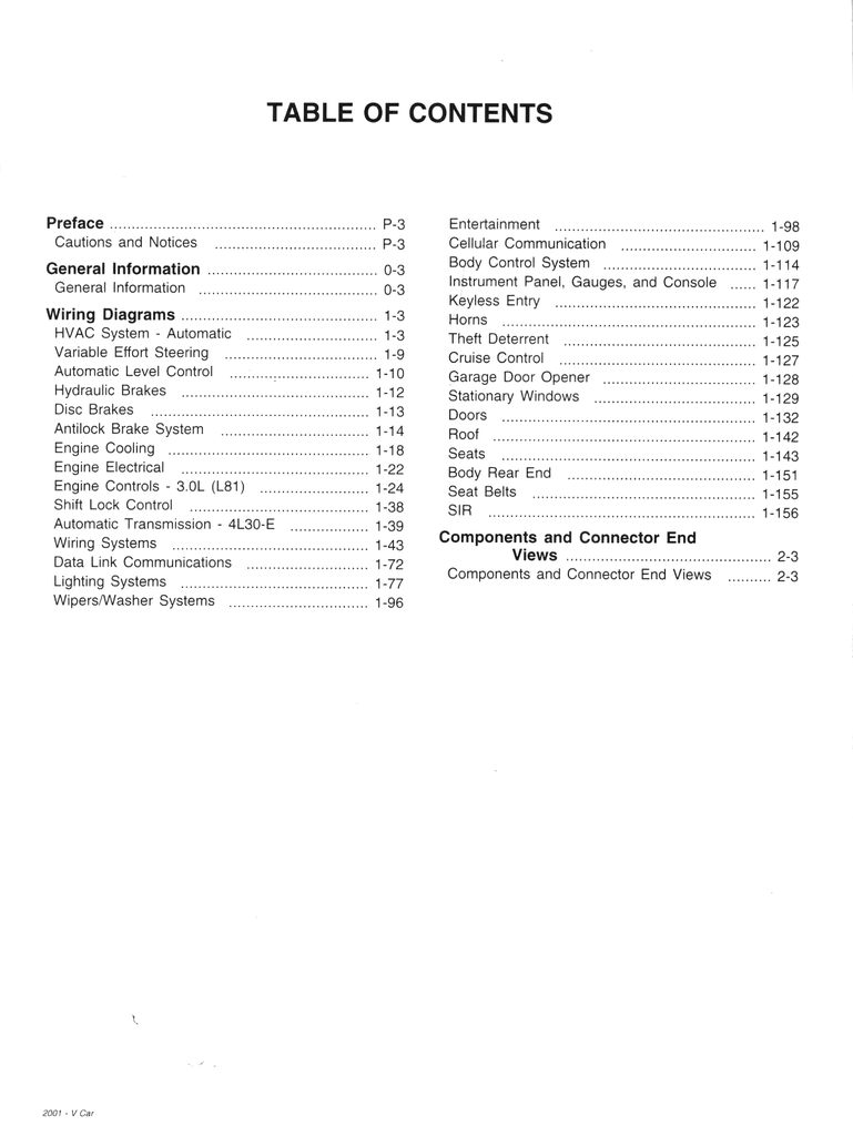 2001 Cadillac Catera (V Platform) Factory Wiring Diagrams Manual