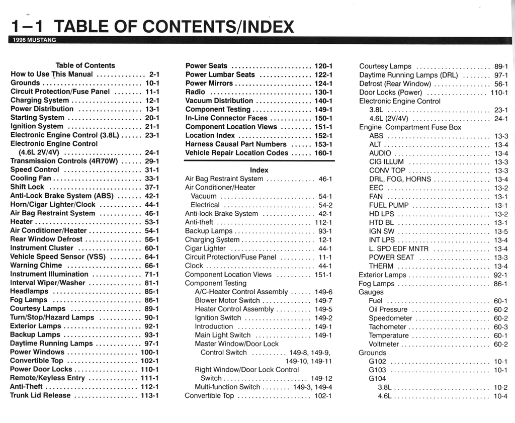 1996 Ford Mustang Electrical & Vacuum Troubleshooting Manual & Wiring Diagrams (EVTM)