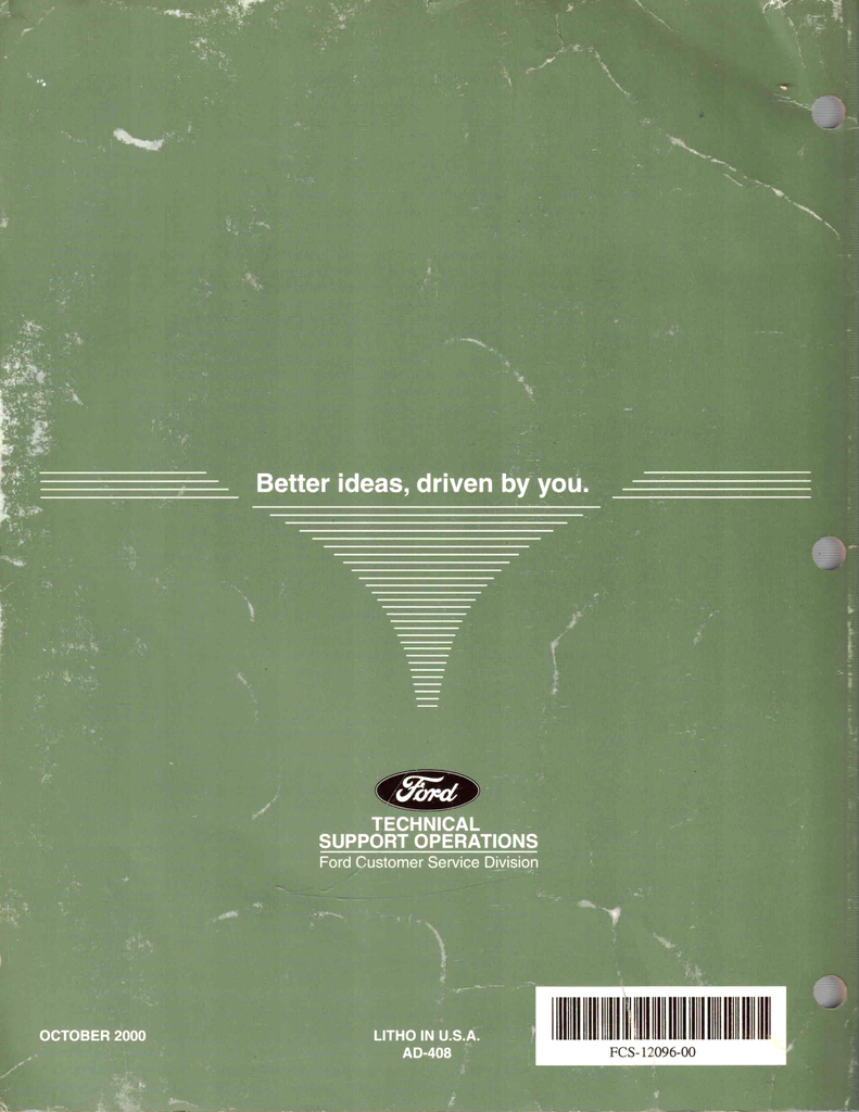 2000 Ford Car & Truck Factory Engine/Emissions Facts Book Summary