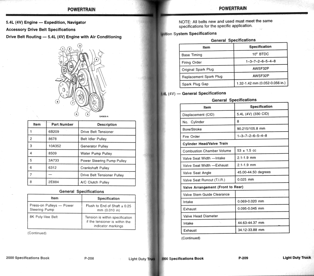 2000 Ford Light Duty Truck Factory Specification Book--F-150 to FSD-550 Pickup, Ranger, Econoline, Excursion, Expedition/Navigator, Explorer/Mountaineer, Villager, Windstar, Motorhome