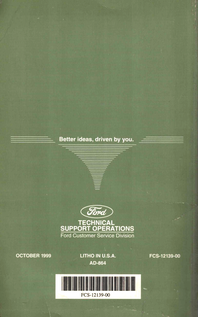 2000 Ford Car Factory Specifications Book--Town Car, Crown Victoria/Grand Marquis, Continental, Cougar, Focus, Taurus/Sable, Mustang, Escort, Contour/Mystique, LS