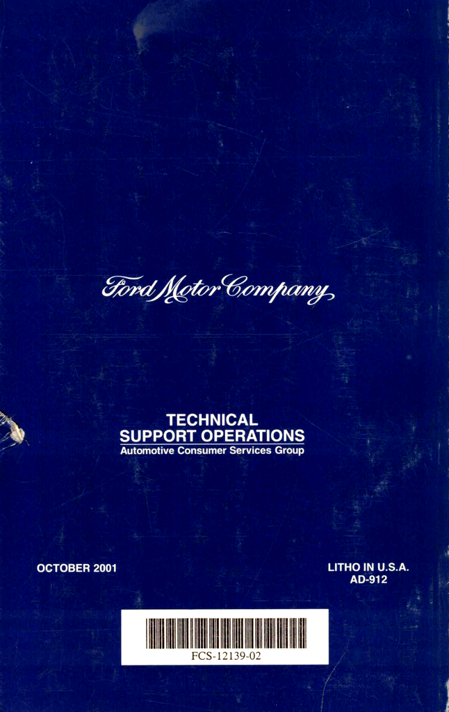 2002 Ford Car Factory Specifications Book--Town Car, Crown Victoria/Grand Marquis, Continental, Cougar, Focus, Taurus/Sable, Mustang, Thunderbird, Escort, LS