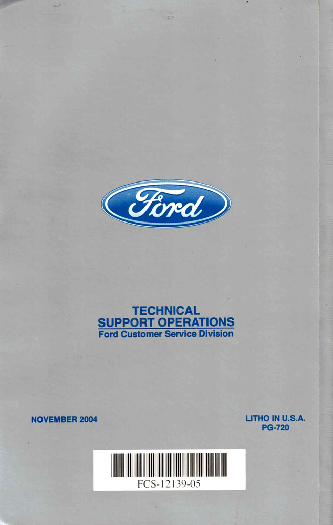 2005 Ford Car Factory Specifications Book--Town Car, Crown Victoria/Grand Marquis, Five Hundred/Montego/Freestyle, Focus, Ford GT, Taurus/Sable, Mustang, Thunderbird, LS