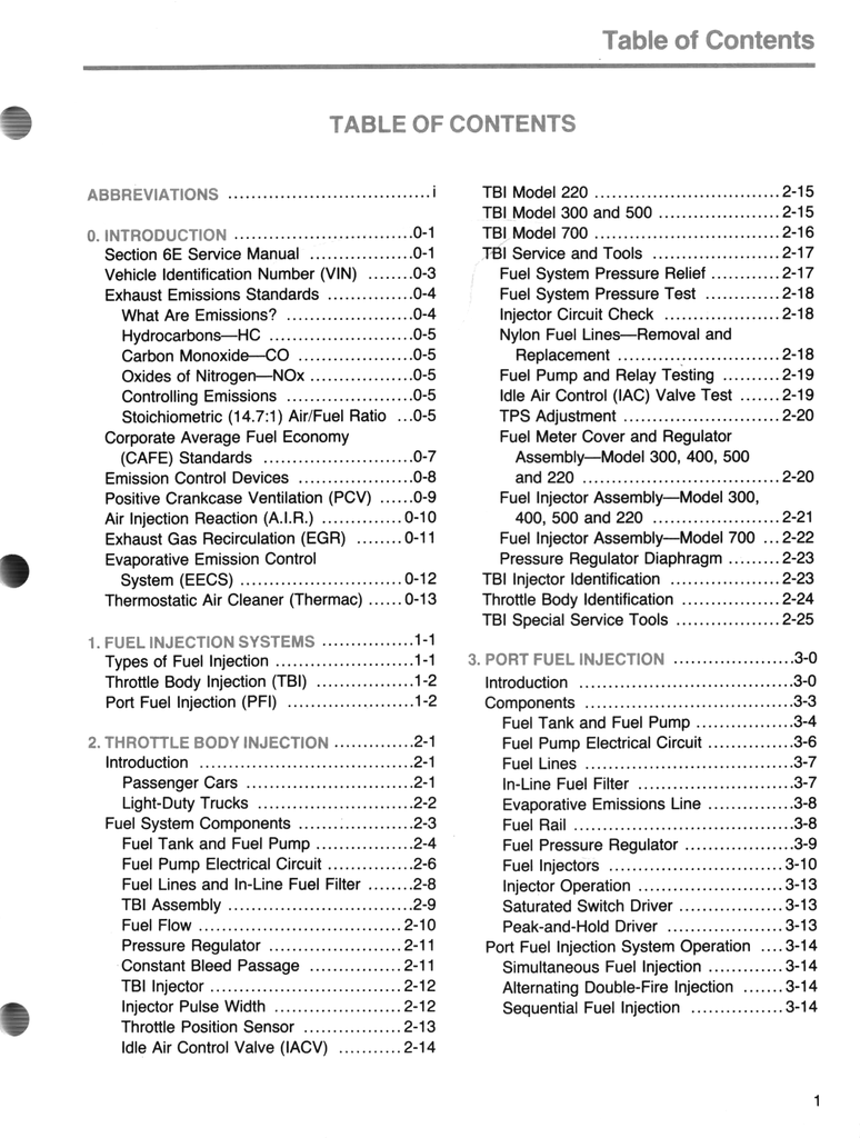 1991 GM STG Fuel Injection Factory Shop Service & Training Manual