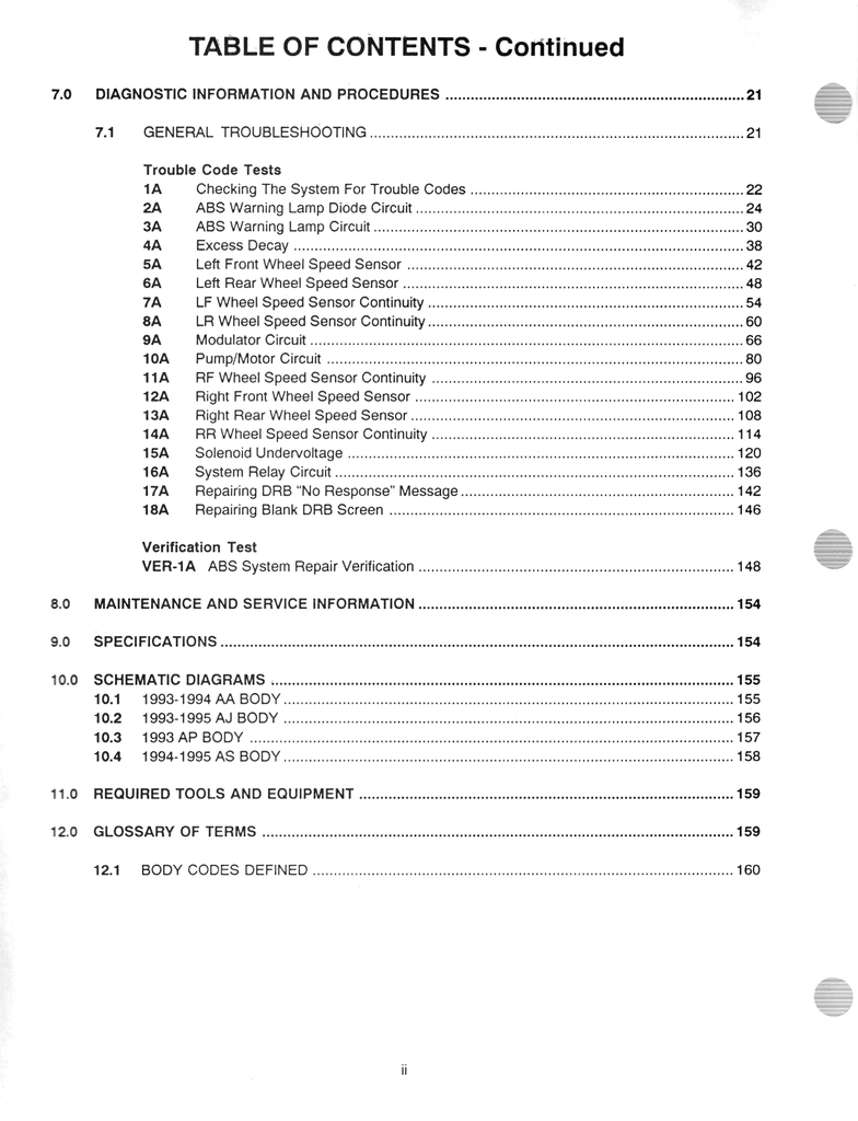 1993.5, 1994, 1995 Chrysler/Dodge/Plymouth Bendix Antilock-4 Brake System Chassis Diagnostic Procedures Factory Service Manual