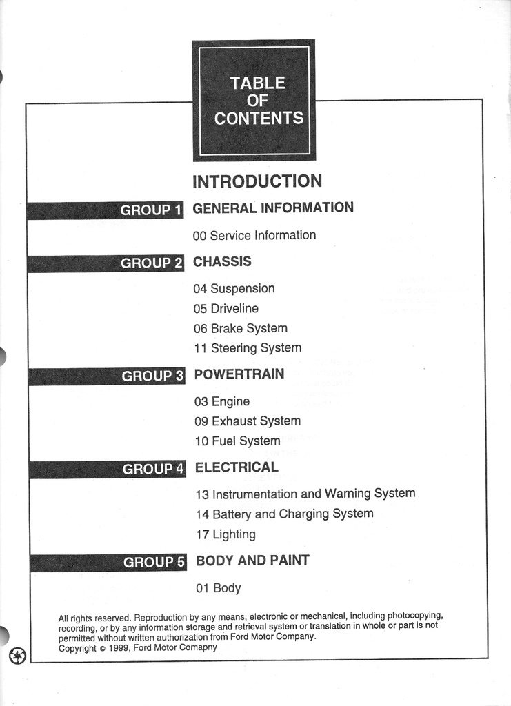1999 Ford F-150 Lightning/Thunderbolt Original OEM Factory Shop Repair Maintenance Service Manual Supplement