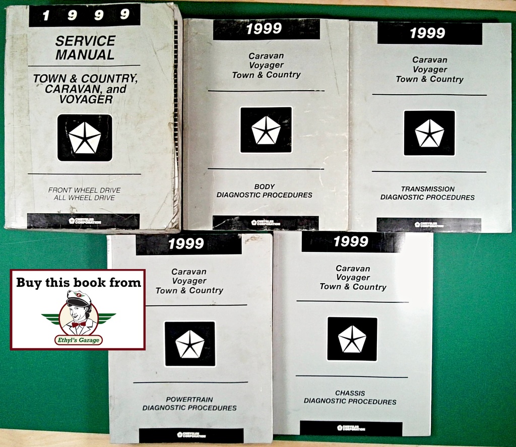 1999 Chrysler Town & Country, Dodge Caravan, & Plymouth Voyager Factory Shop Repair Service Manuals 5 Vol. Set