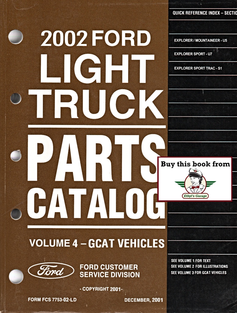 2002 Ford Light Truck Parts Catalog Vol. 4 Explorer, Mountaineer, Explorer Sport, Explorer Sport Trac