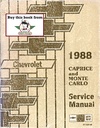 1988 Chevrolet Caprice Monte Carlo Passenger Car Repair Maintenance Shop Service Manual