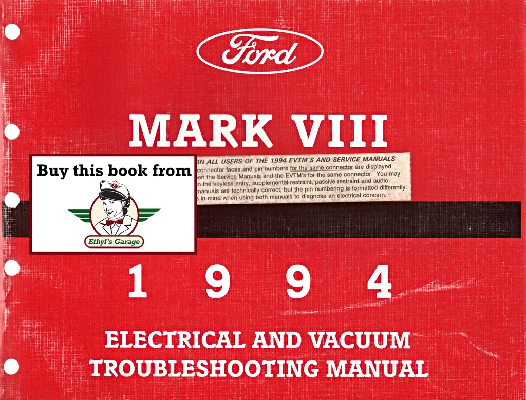 1994 Lincoln Mark VIII Electrical and Vacuum Troubleshooting Wiring Diagrams Manual & Wiring Diagrams (EVTM)