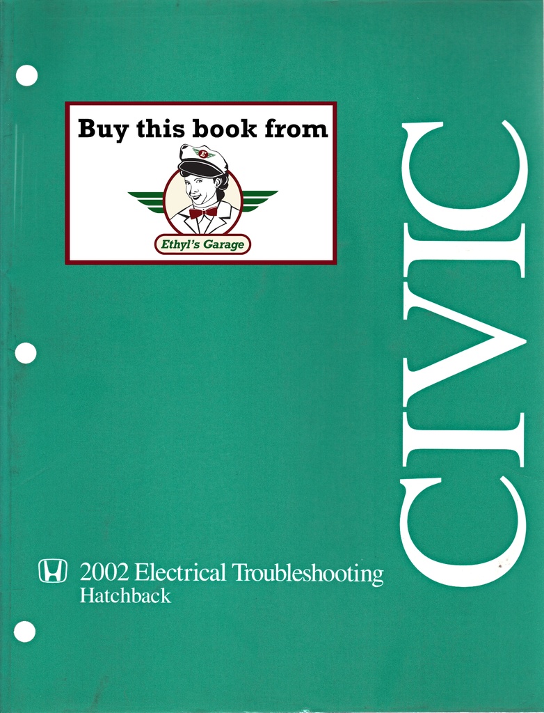 2002 Honda Civic Hatchback Electrical Troubleshooting Manual ETM with Wiring Diagrams