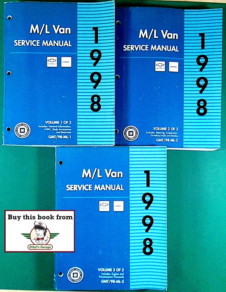 1998 Chevrolet Astro/GMC Safari M/L Van OEM Factory Shop Service Manual 3 Vol Set