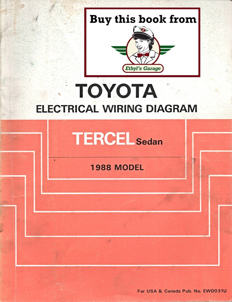 1988 Toyota Tercel Sedan OEM Electrical Wiring Diagram Manual