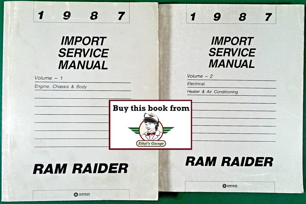 1987 Dodge Ram Raider Shop Repair, Service, & Electrical Manual 2 Vol. Set