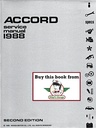 1988 Honda Accord OEM Factory Shop Repair Service Manual