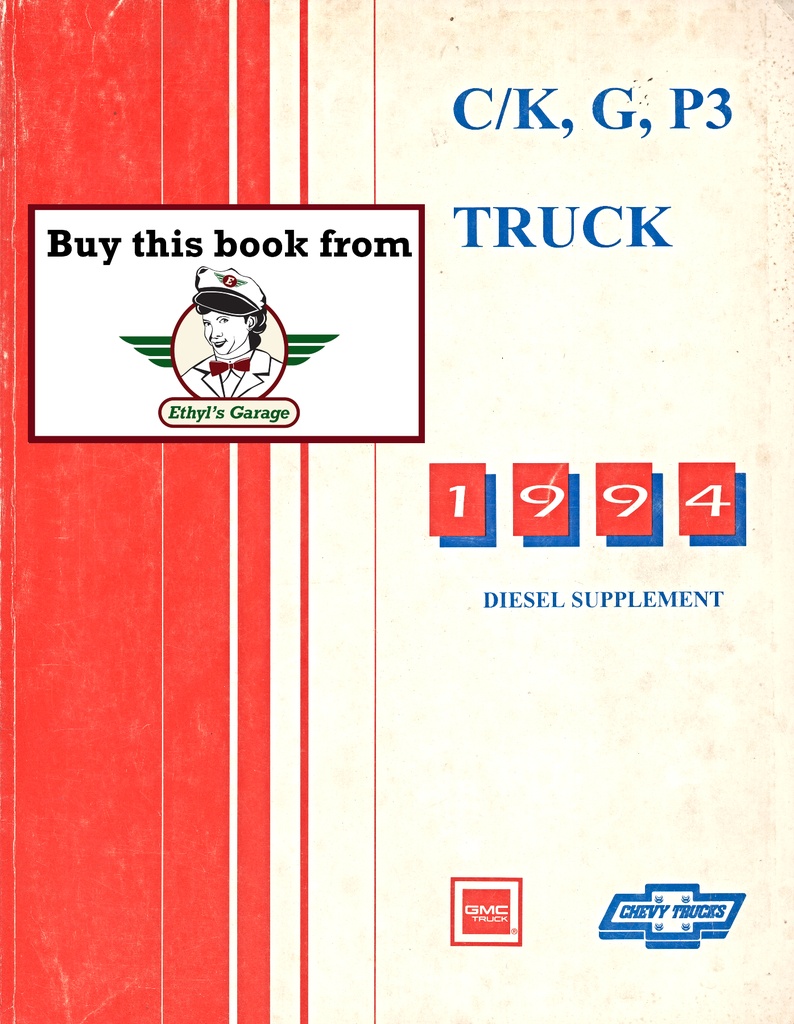 1994 Chevrolet/GMC C/K (Pickup, Suburban Blazer), G-Van, & P3 Chassis Factory Diesel Service Manual Supplement