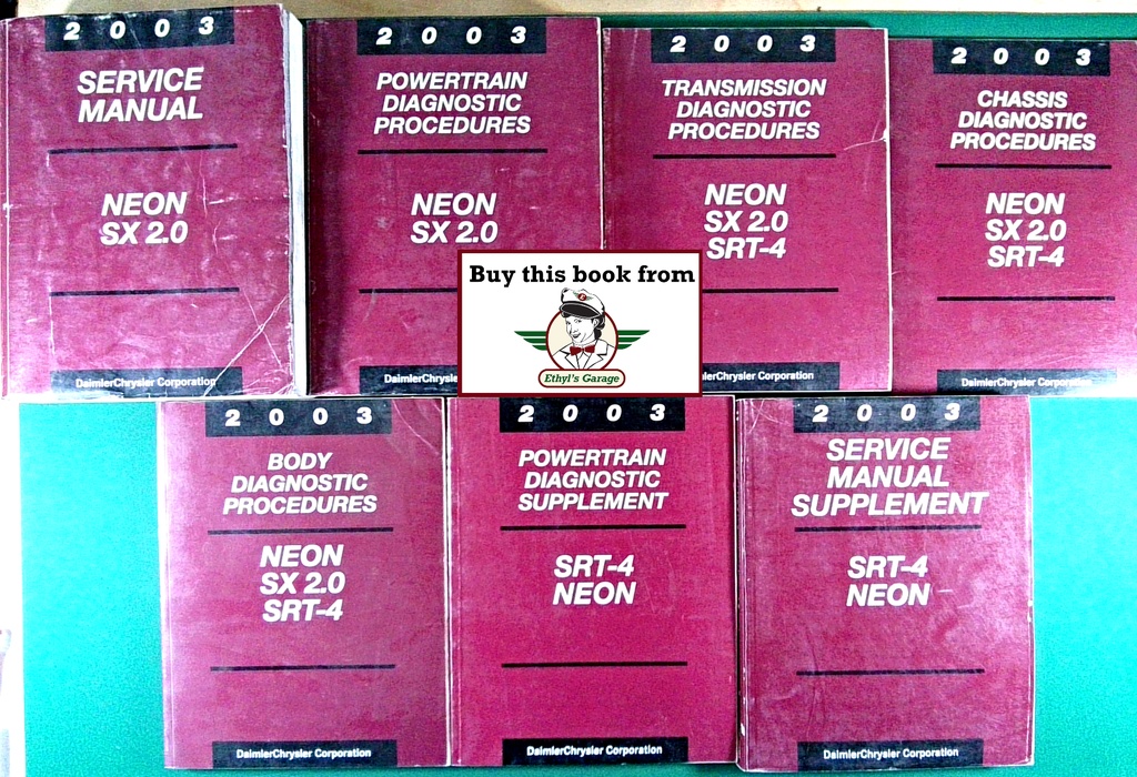 2003 Chrysler/Dodge Neon SX 2.0 Service & Diagnostic Shop Manuals Complete 7 Vol. Set
