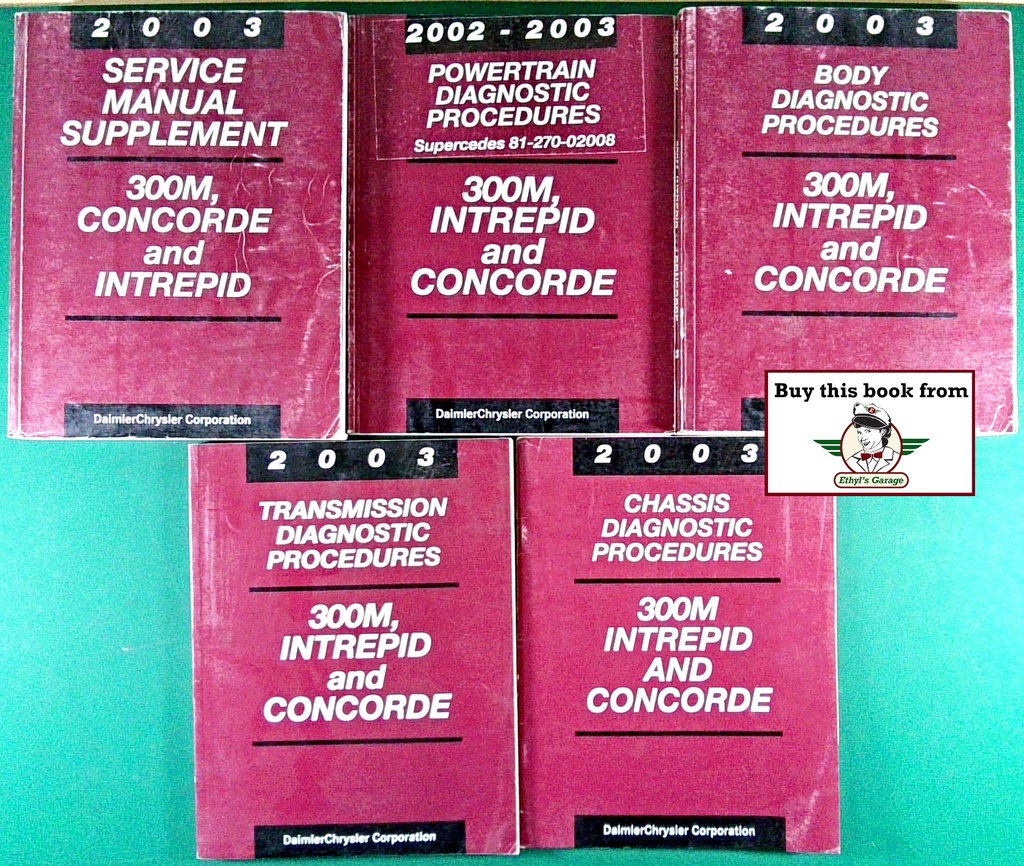 2003 Chrysler/Dodge 300M Concorde Intrepid Shop Repair Maintenance Service Diagnostic Manuals Complete 5 Vol. Set