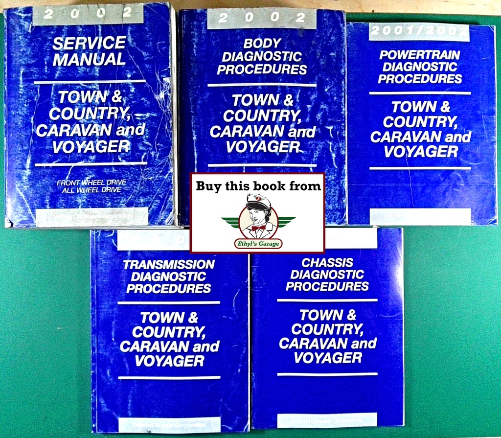 2002 Chrysler Town & Country and Dodge Caravan Original OEM Shop Repair Maintenance Service Manuals Complete 5 Vol. Set