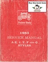 1983 GM Fisher Body Factory Service Manual for Chevrolet, Cadillac, Buick, Oldsmobile, Pontiac, & GMC Cars