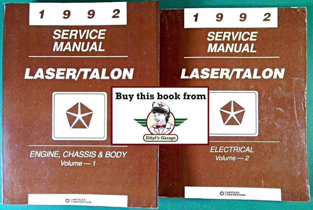 1992 Plymouth Laser Eagle Talon Shop Maintenance Repair Service & Electrical Manual 2 Vol. Set