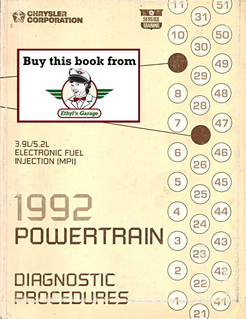 1992 Mopar Dodge RAM Truck/Van 3.9L/5.2L MPI V-6 & V-8 Engines Powertrain Diagnostic Procedures