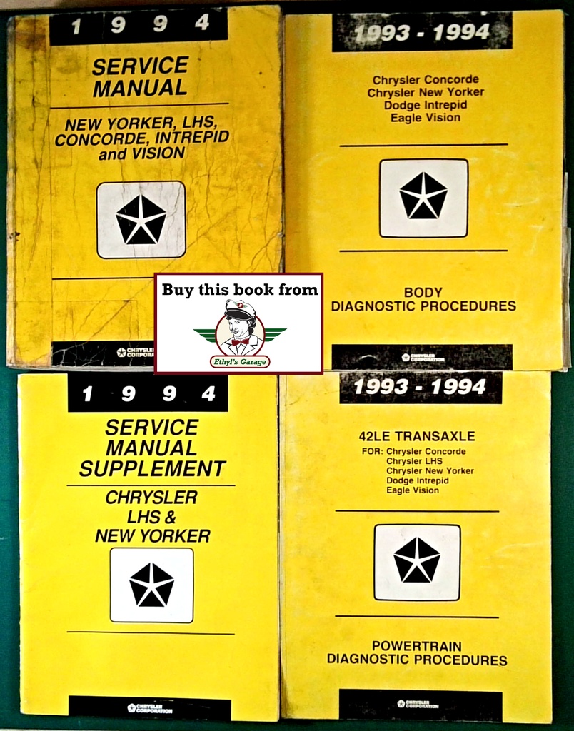 1994 Chrysler/Dodge/Eagle LHS New Yorker Concorde Intrepid Vision Shop Repair Maintenance Service & Diagnostic Manuals 4 Vol. Set