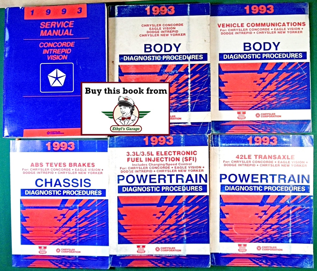 1993 Chrysler/Dodge/Eagle Concorde Intrepid Vision Shop Repair Maintenance Service & Diagnostic Manuals 6 Vol. Set