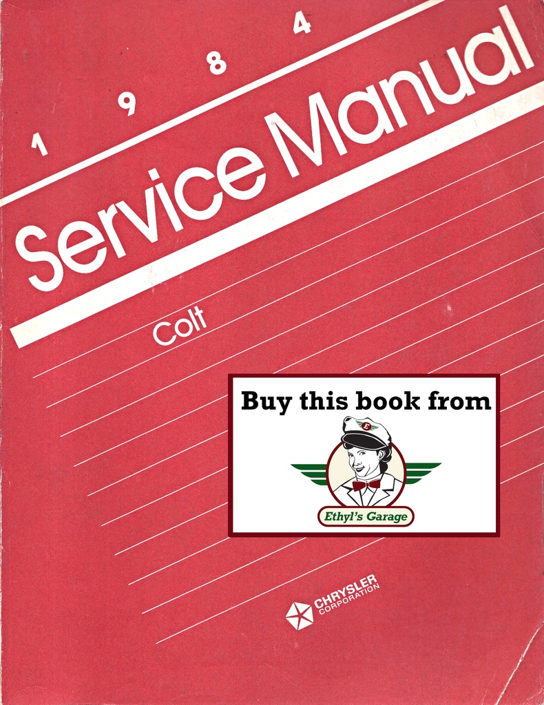 1984 Dodge/Plymouth Colt Shop Factory Repair Service Manual