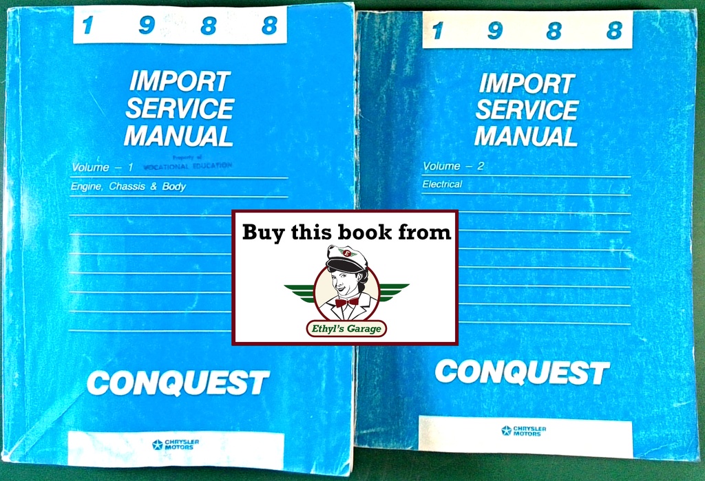 1988 Chrysler Conquest Shop Maintenance Repair Service & Electrical Manual 2 Vol. Set